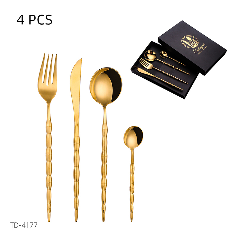 високо ниво 18\/8 огледало лак за подарък кутия от неръждаема стомана златно pvd покритие вечеря кралско злато прибори за хранене подарък