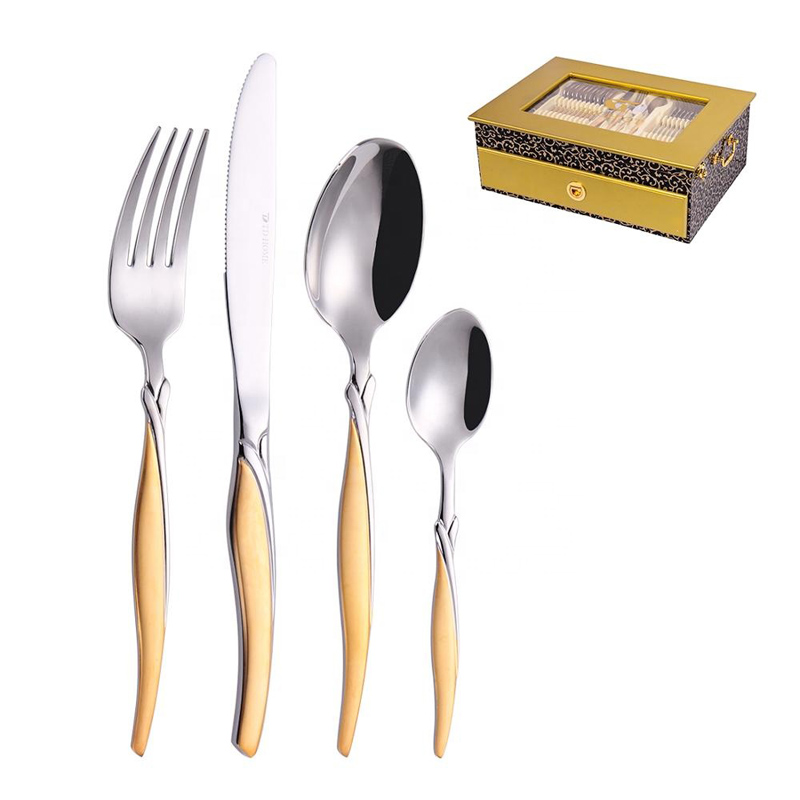 72/84/86 Gottinghen Steel Flaterware Gold 86 Pcs Cutery Set с дървен калъф