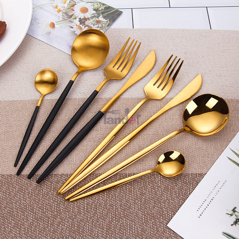 Комплект вечери от неръждаема стомана Златен нож за нож за вилица за кухненска вечеря